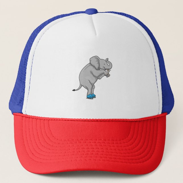 Elephant Ice skating Ice skates Trucker Hat (Front)