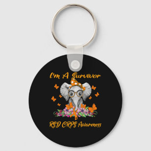 Elephant I'm A Survivor Rsd Crps Awareness Key Ring