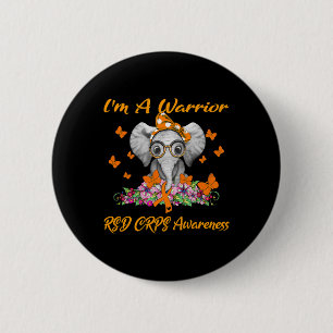 Elephant I'm A Warrior RSD CRPS Awareness  6 Cm Round Badge