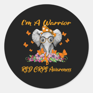 Elephant I'm A Warrior Rsd Crps Awareness Classic Round Sticker