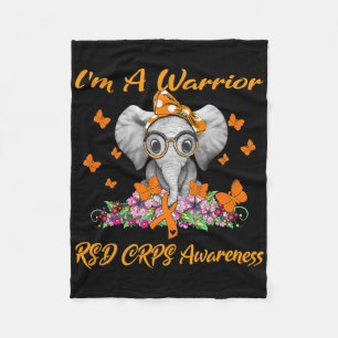 Elephant I'm A Warrior Rsd Crps Awareness  Fleece Blanket