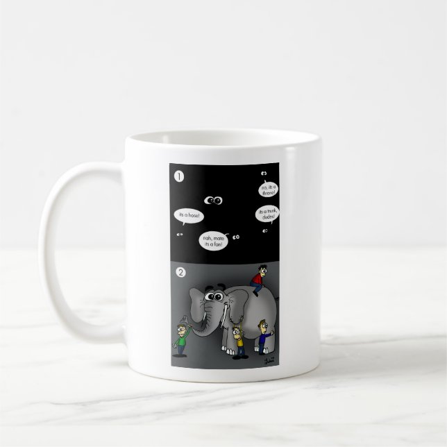 Elephant in A Dark Room Coffee Mug (Left)