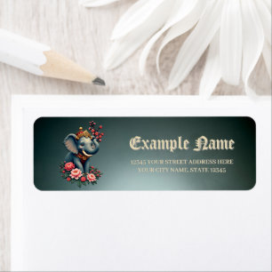 Elephant in a sea of flowers. return address label