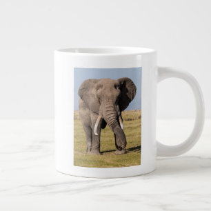 Elephant in an Aggressive Pose Large Coffee Mug