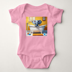 Elephant in bath baby bodysuit