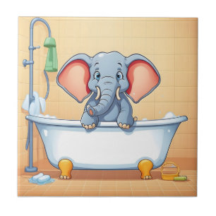 Elephant in bath ceramic tile