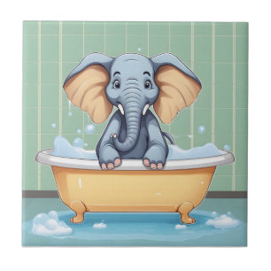 Elephant in bath ceramic tile