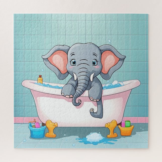 Elephant in bath jigsaw puzzle (Vertical)