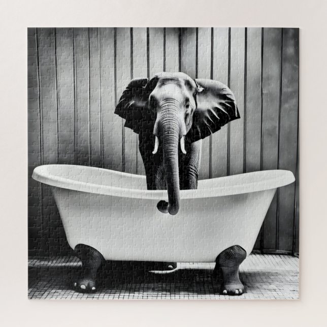 Elephant in bath jigsaw puzzle (Vertical)