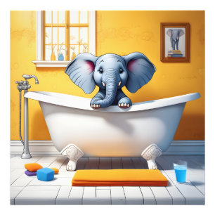 Elephant in bath photo print