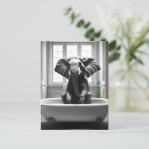 Elephant in bath postcard