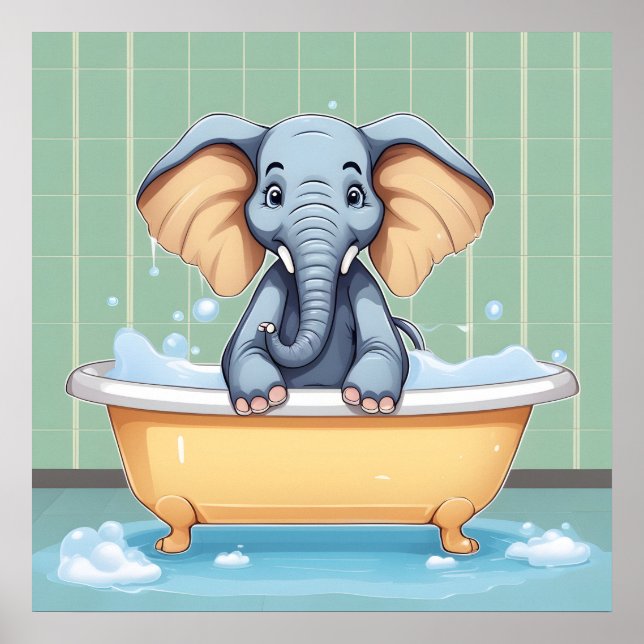 Elephant in bath poster (Front)