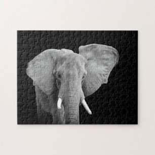 Elephant in Black and White Jigsaw Puzzle
