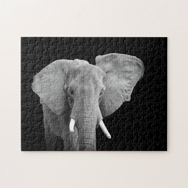 Elephant in Black and White Jigsaw Puzzle (Horizontal)