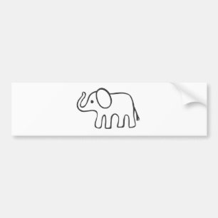 Elephant in Black and White Sketch Bumper Sticker