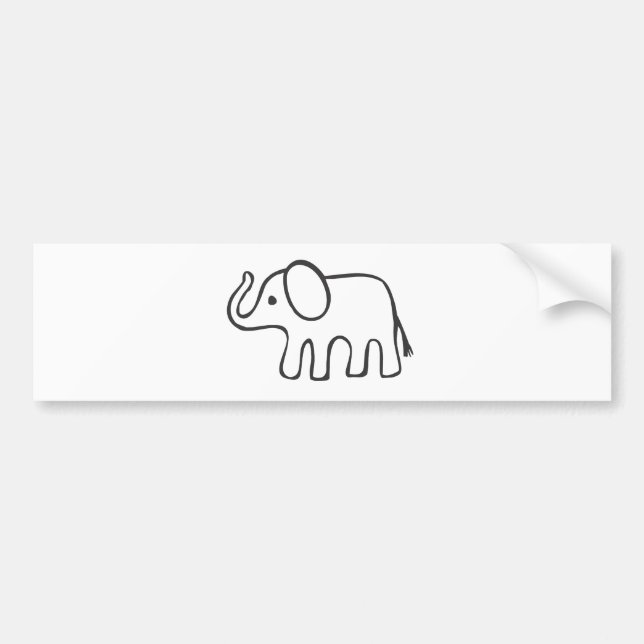 Elephant in Black and White Sketch Bumper Sticker (Front)