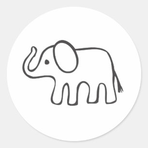 Elephant in Black and White Sketch Classic Round Sticker