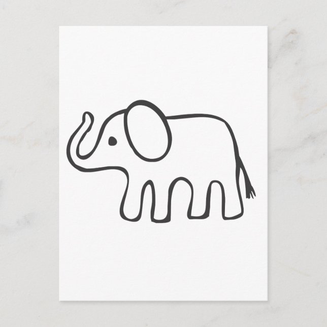 Elephant in Black and White Sketch Postcard (Front)
