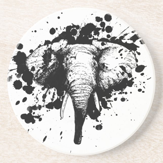 Elephant in Black Splash Pick Your Background Coaster (Front)