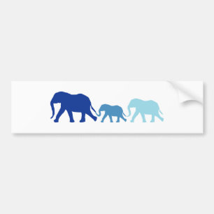 Elephant in Blue Bumper Sticker