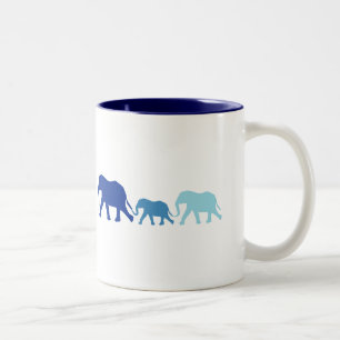 Elephant in Blue Two-Tone Coffee Mug