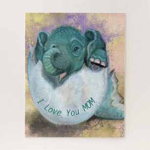 Elephant In Egg Puzzle - I Love You MOM -