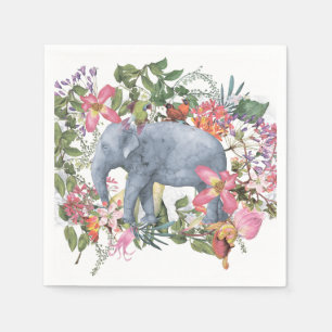 Elephant in flower jungle napkin