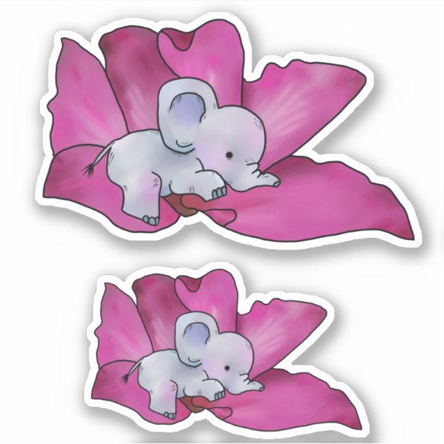 Elephant in flowerSticker (Front)