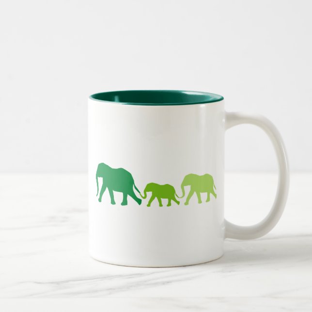 Elephant in Green Two-Tone Coffee Mug (Right)