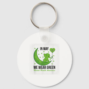 Elephant In May We Wear Green For Mental Health Aw Key Ring