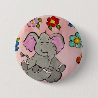 Elephant in meditation 6 cm round badge