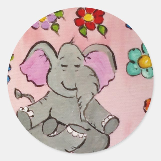 Elephant in meditation classic round sticker (Front)