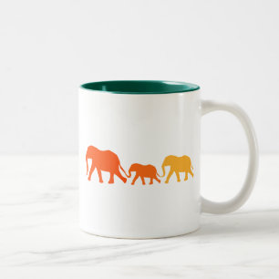 Elephant in Orange Two-Tone Coffee Mug