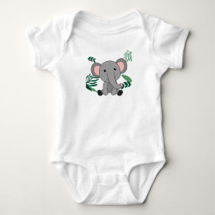 Elephant In The Jungle Cute Animals For Kids Baby Bodysuit