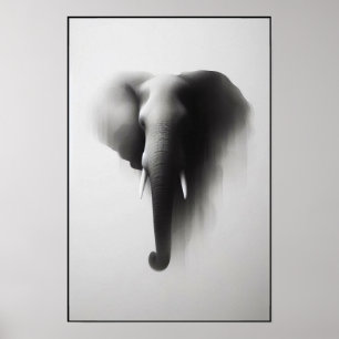 Elephant in the Mist Abstract Poster