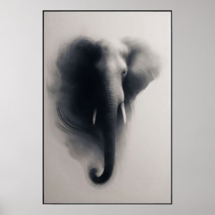 Elephant in the Mist Abstract Poster