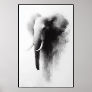 Elephant in the Mist Abstract Poster