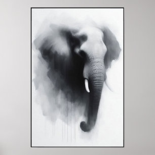 Elephant in the Mist Abstract Poster