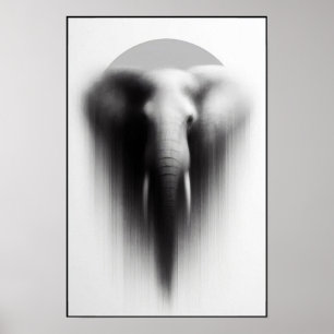 Elephant in the Mist Abstract Poster