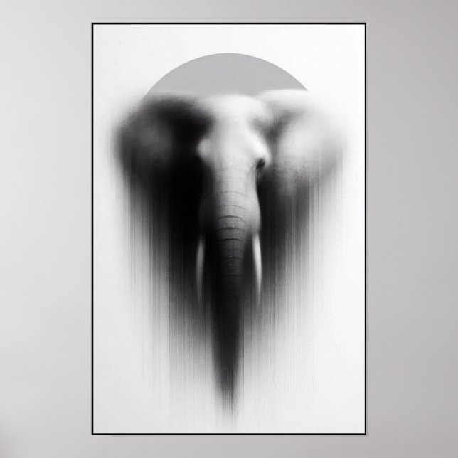 Elephant in the Mist Abstract Poster (Front)