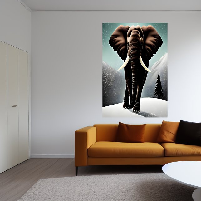 Elephant in the snowy mountain  | AI Art  Poster (Creator Uploaded)