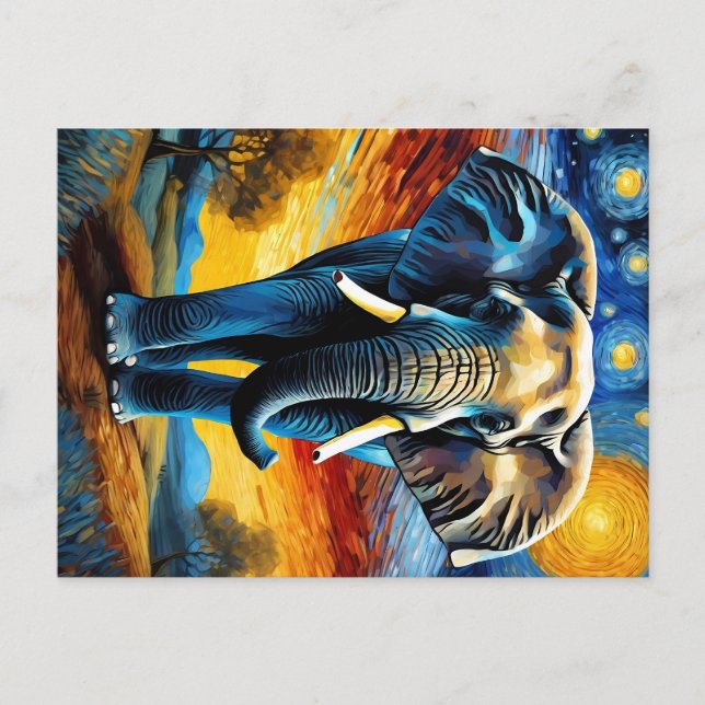 Elephant in the starry night postcard (Front)