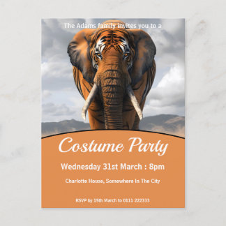 Elephant In Tiger Disguise Costume Party Invitation Postcard