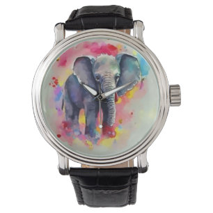 Elephant in Watercolor Watch