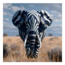 Elephant In Zebra Disguise Glossy