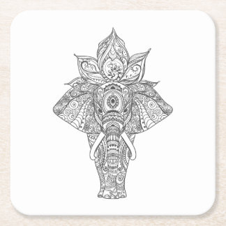 Elephant Inspired Square Paper Coaster