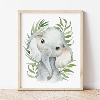 Elephant, Jungle Animals, Safari Animals, Palm Poster
