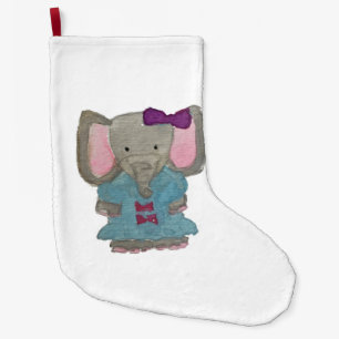 Elephant Jungle Friends Baby Animal Water Colour Large Christmas Stocking