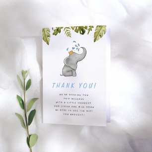Elephant & Jungle Greenery Baby Shower Thank You Card