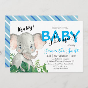 Elephant jungle safari baby invitation